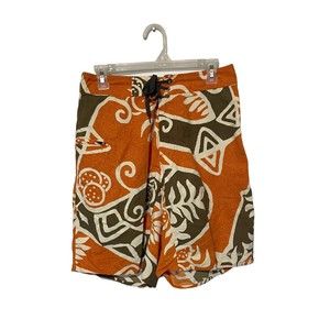 Patagonia Board Shorts Mens 30 Orange Brown Abstract Print Swim Trunks Beach